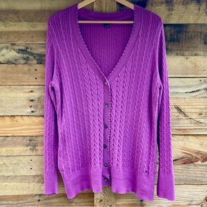 Eddie Bauer cotton cable knit long sleeve ribbed button up sweater cardigan